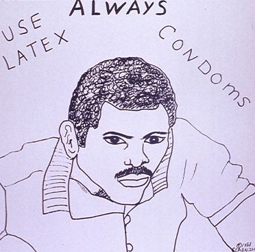 Drawing of an African American man with mustache wearing a jacket