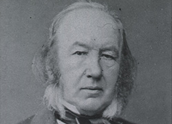 A 19th-century black and white portrait of a white man 