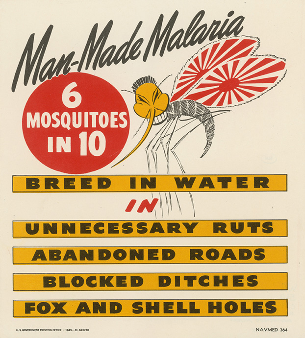 Poster likening disease-carrying mosquitoes to the Japanese