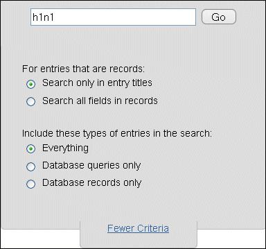 Screen capture of Search feature for Recent Activity
Notes about Recent Activity.