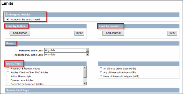 Screen capture of Updated Limits Page.