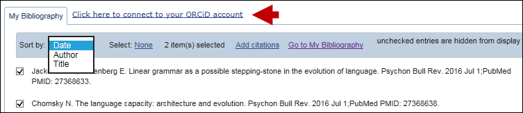 screen shot of Select publications from My Bibliography
