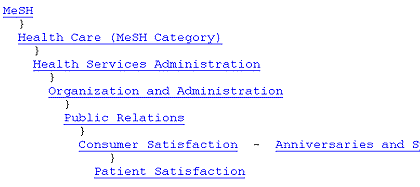 Screen Shot of Metathesaurus Display for Consumer Satisfaction