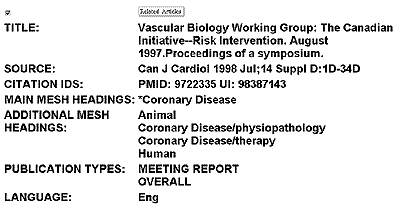 Screen Shot of MeSH Headings as Shown in a Full Citation Display