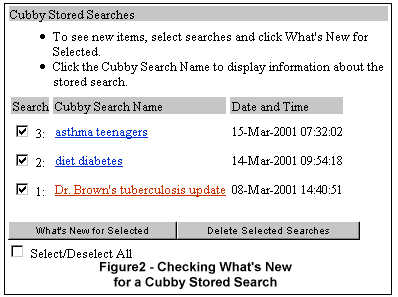 Checking what's new for a cubby stored search