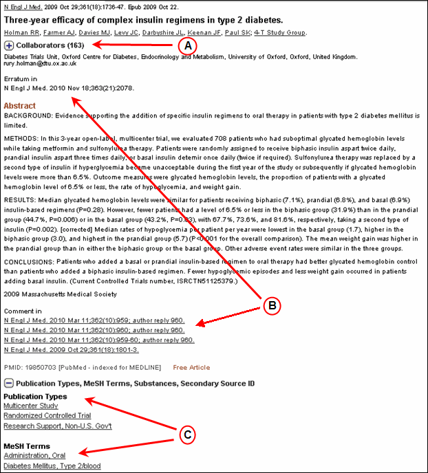 Screen capture of Highlights of Alterations to PubMed Abstract Display Format.