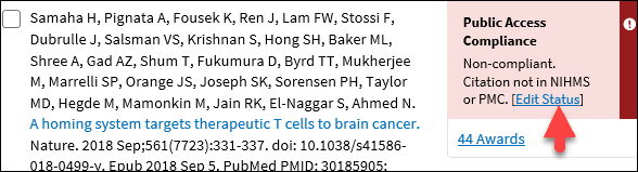 In the citation list, a non-compliant citation is red and says "non-compliant"
