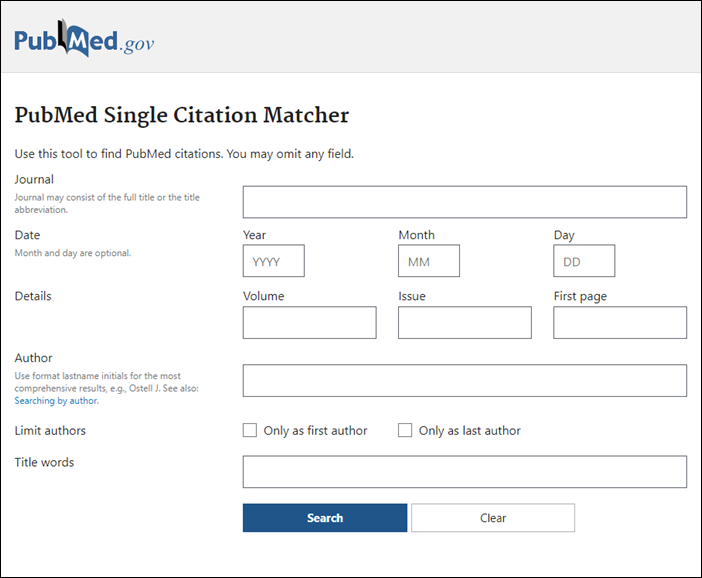 PubMed Update: Single Citation Matcher and Batch Citation Matcher . NLM ...