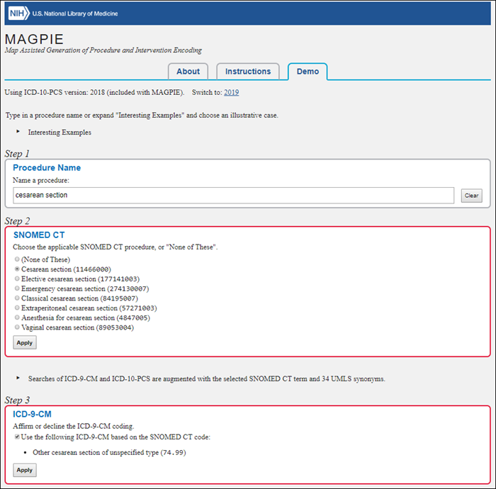 screenshot of MAGPIE search steps 1-3.