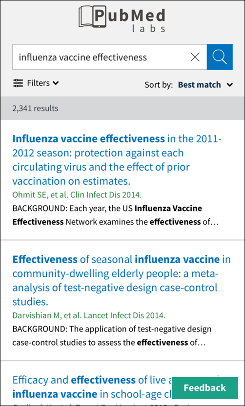 Mobile-first for PubMed Labs.